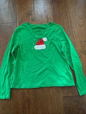 Green Sequin Santa Hat Top
